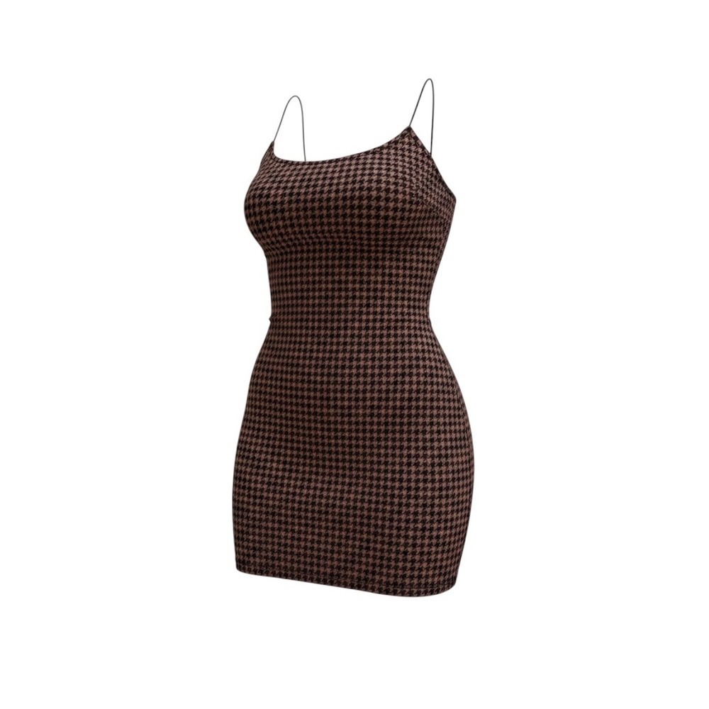 Windsor neutral Black and Brown retro grunge Houndstooth Mini Dress size S